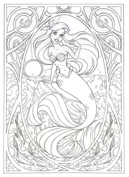 423x580 Coloring Page For Later!!!!!! Or This Gtgtgt Art Nouveau Ariel By