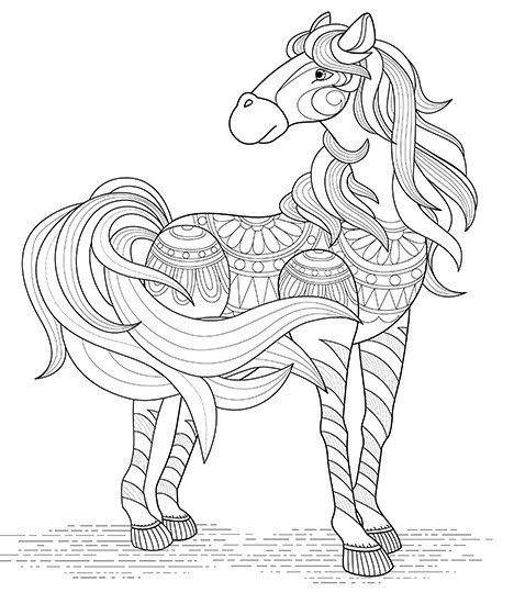 468x560 Horse Coloring Page For Adults Illustration By Keiti Davlin