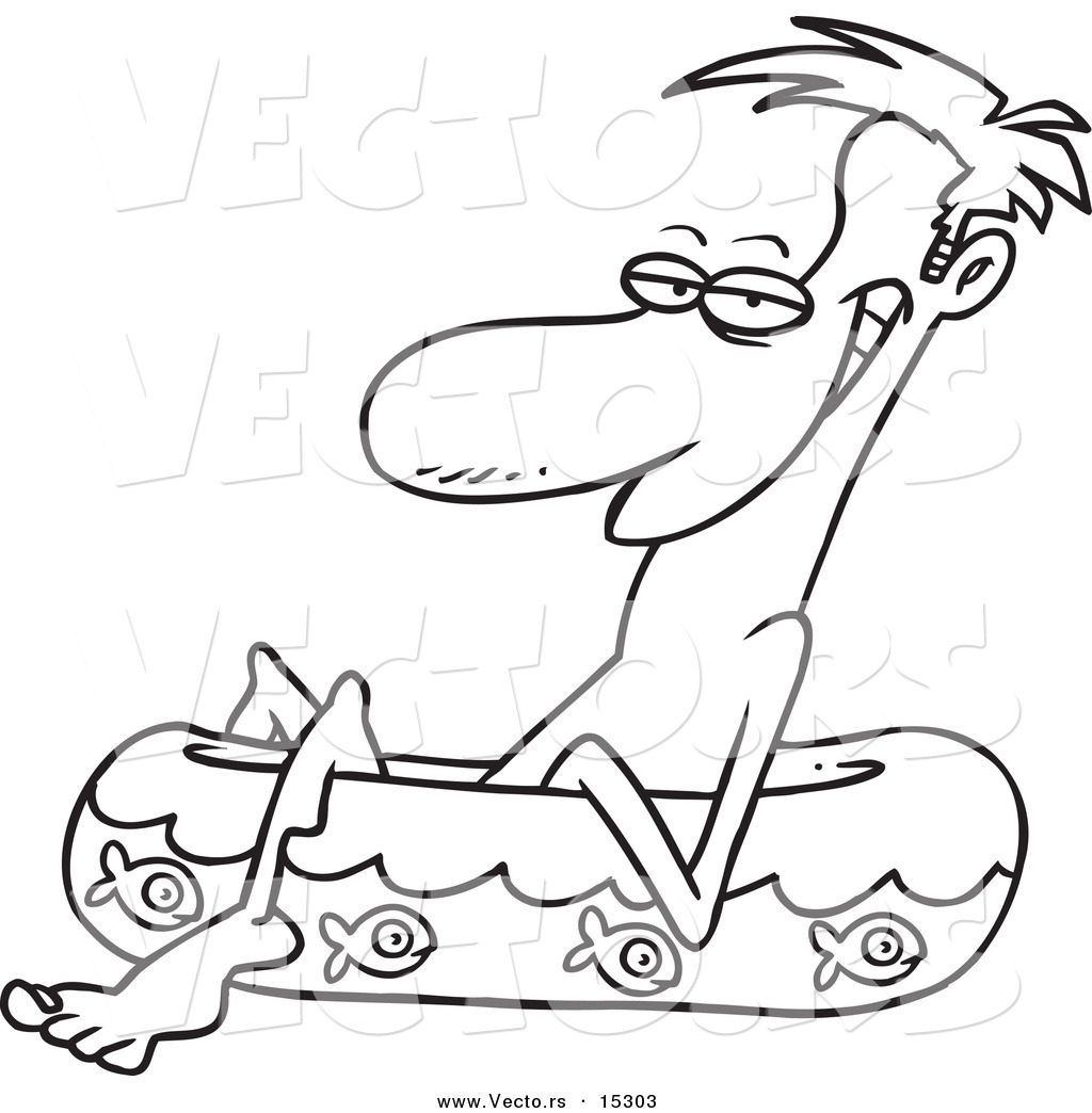 1024x1044 Vector Of A Cartoon Man Relaxing In A Kiddy Pool