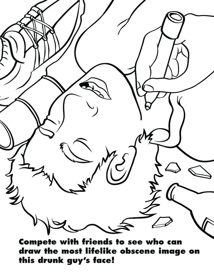 750x970 Adult Themed Coloring Books With Coloring For Grown Ups Drunk Guy