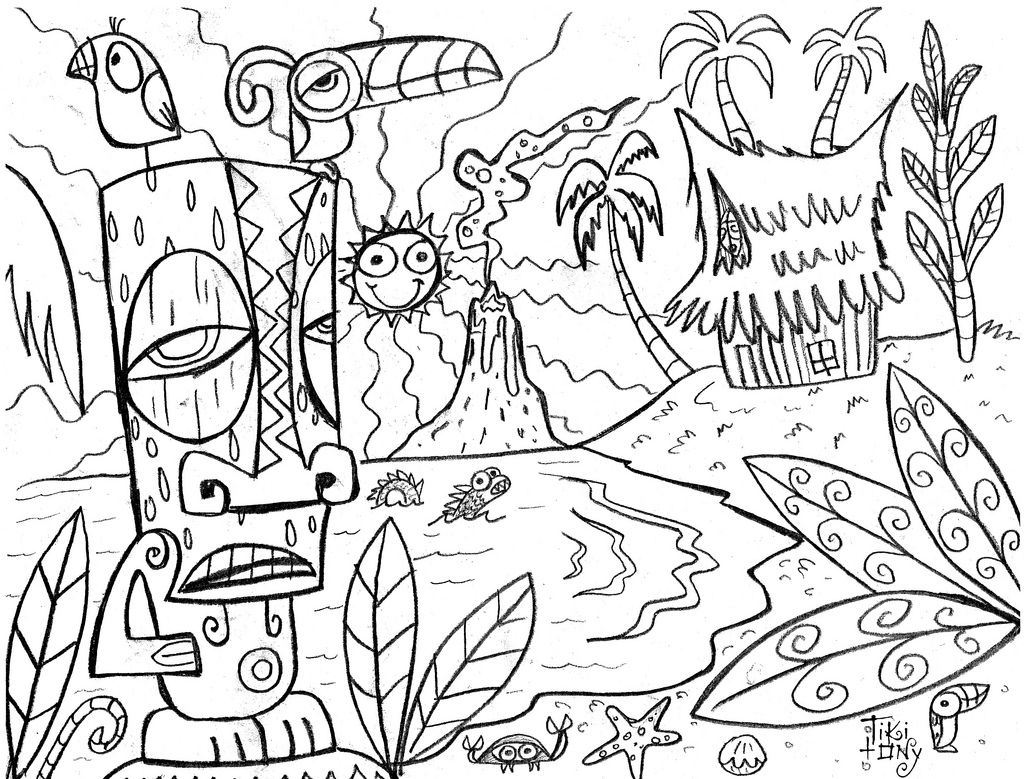 1024x779 Excellent Luau Themed Coloring Pages Adult Tik