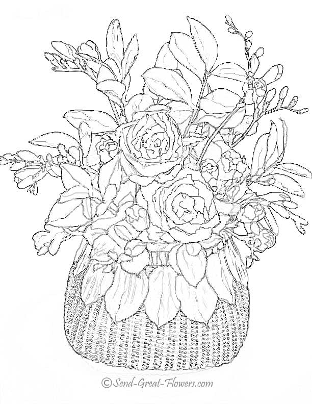 Advanced Flower Coloring Pages 612x792 Advanced Flower Coloring Pages