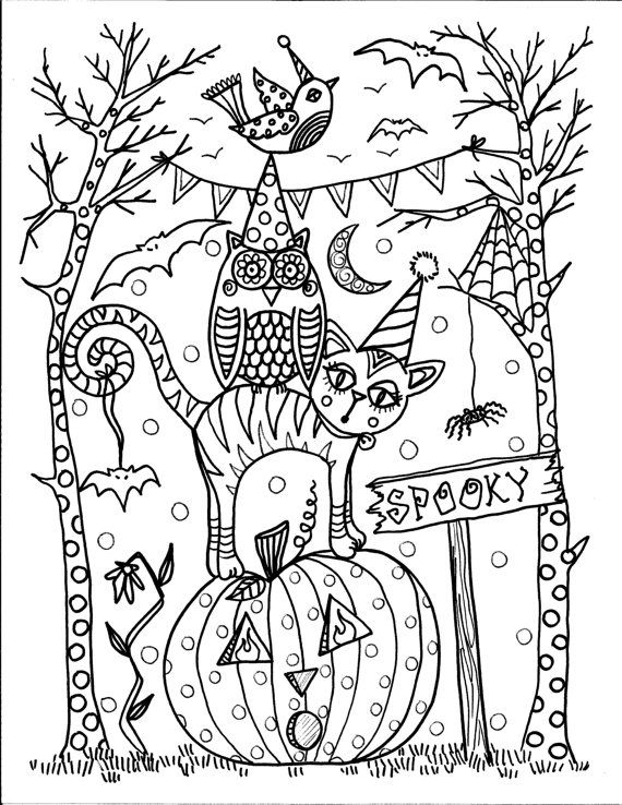 570x738 5 Pages Instant Download Halloween Coloring Pages 5 Different