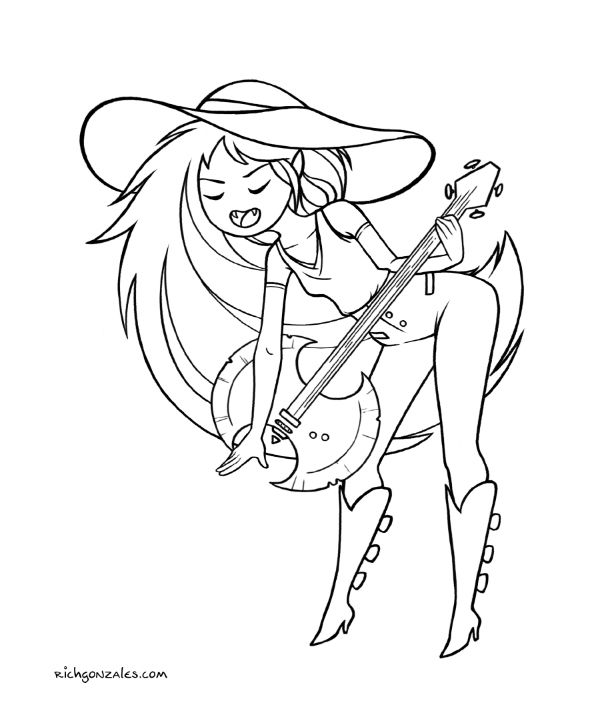 Adventure Time Marceline Coloring Pages 600x727 Adventure Time Marceline Coloring Pages