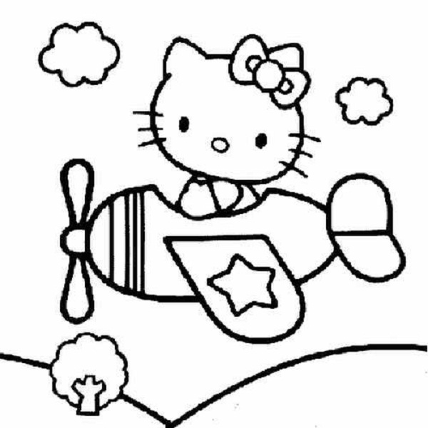 Hello Kitty In Plane Coloring Pages Coloring Pages 600x600 Hello Kitty In Plane Coloring Pages Coloring Pages