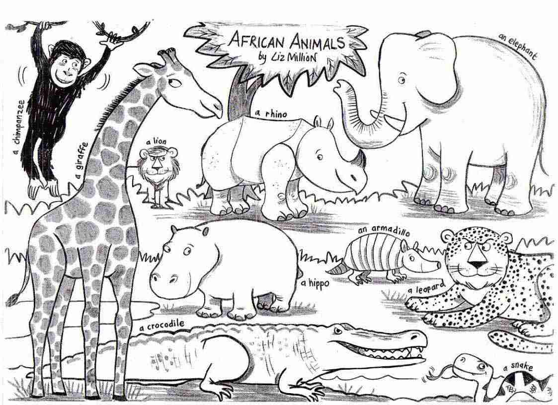 1123x816 African Animal Coloring Pages Olegratiy