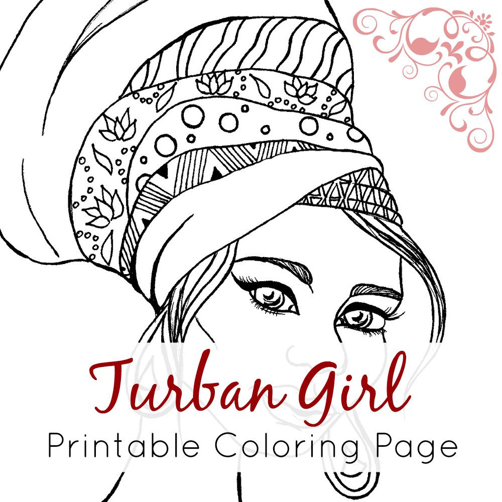 African Girl Coloring Page African Girl With Turban 1000x1000 African Girl Coloring Page African Girl With Turban