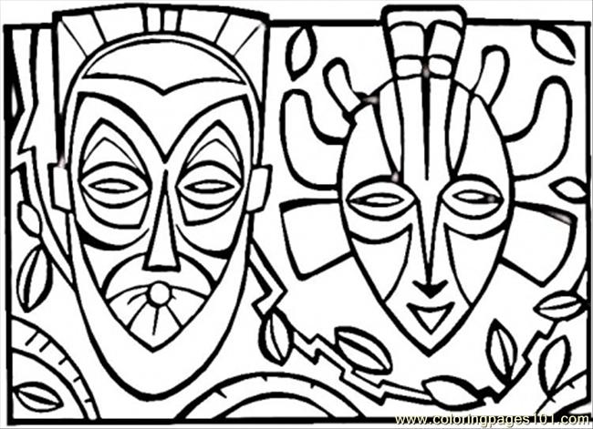 African Mask Coloring Page 650x471 African Mask Coloring Page