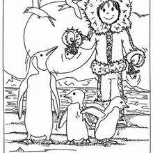 Eskimo With Penguins Coloring Pages 220x220 Eskimo With Penguins Coloring Pages