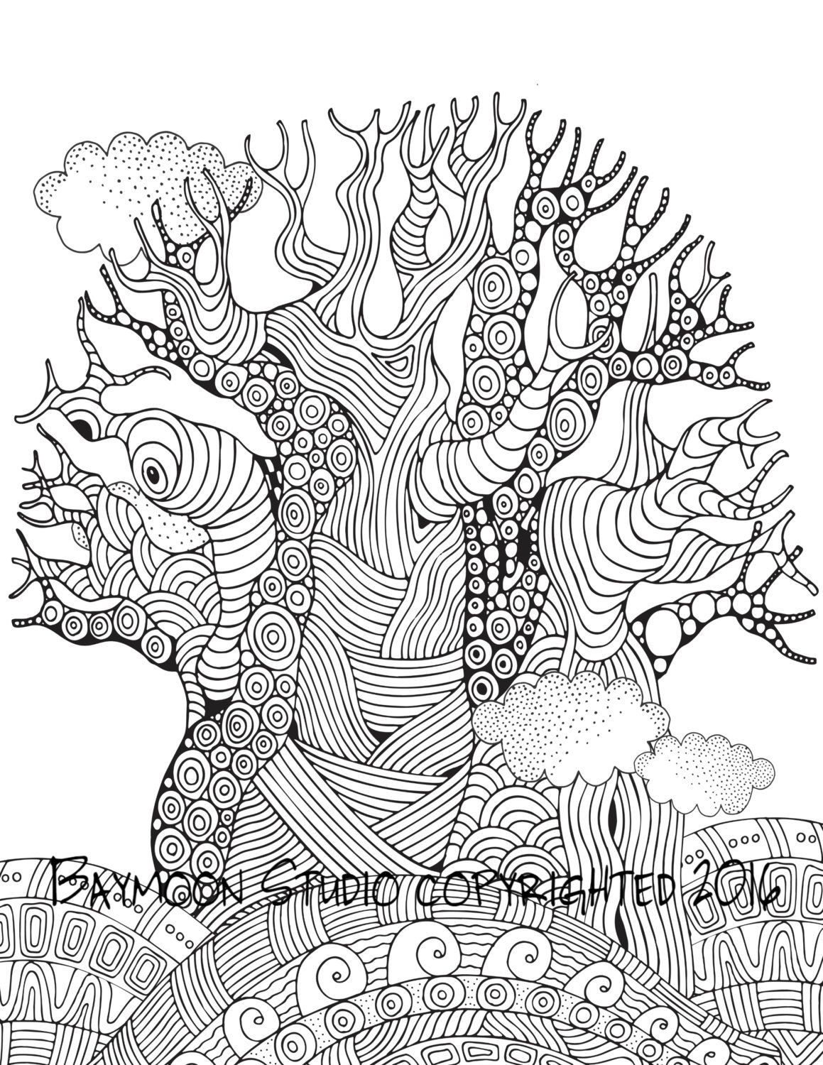 African Baobab Tree Coloring Page Printable By Baymoonstudio 1159x1500 African Baobab Tree Coloring Page Printable By Baymoonstudio