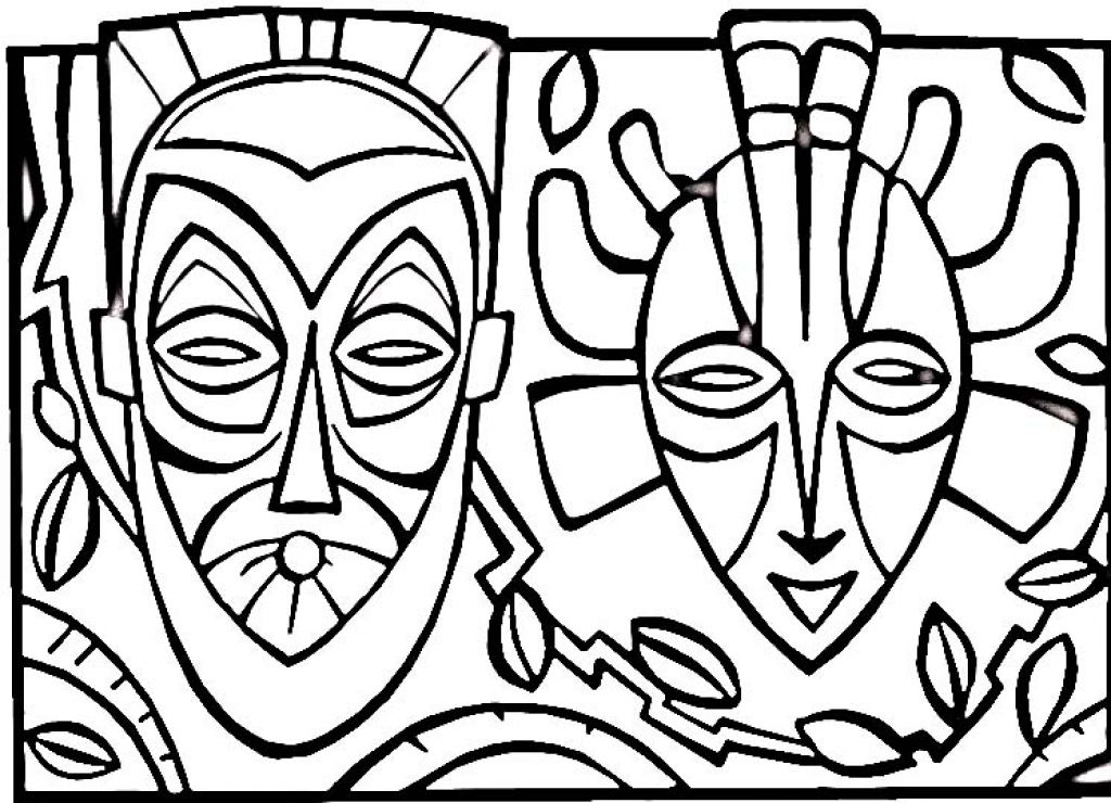 1024x740 African Mask Coloring Pages Free Printable Mask Coloring Pages