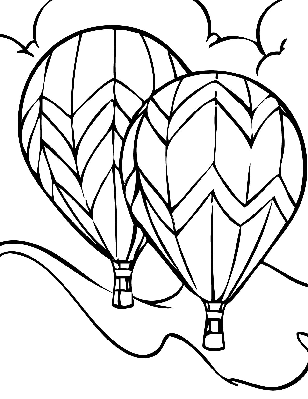 Hot Air Balloon Coloring Page 1275x1650 Hot Air Balloon Coloring Page
