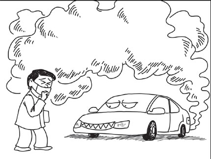 430x323 Air Pollution From Cars Drawing
