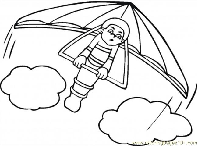 Hang Glider Coloring Page 650x479 Hang Glider Coloring Page