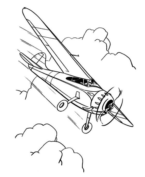 600x734 Single Engine Propeller Airplane Coloring Page