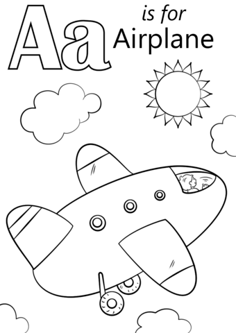 340x480 Airplane Coloring Pages Letter A Is For Airplane Coloring Page