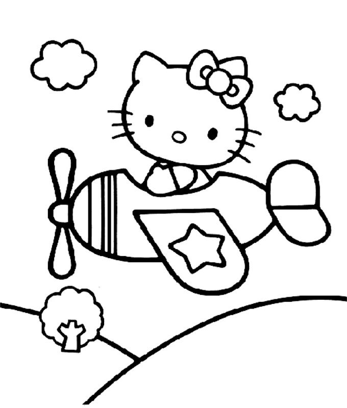 680x800 Hello Kitty Airplane Coloring Pages Printables