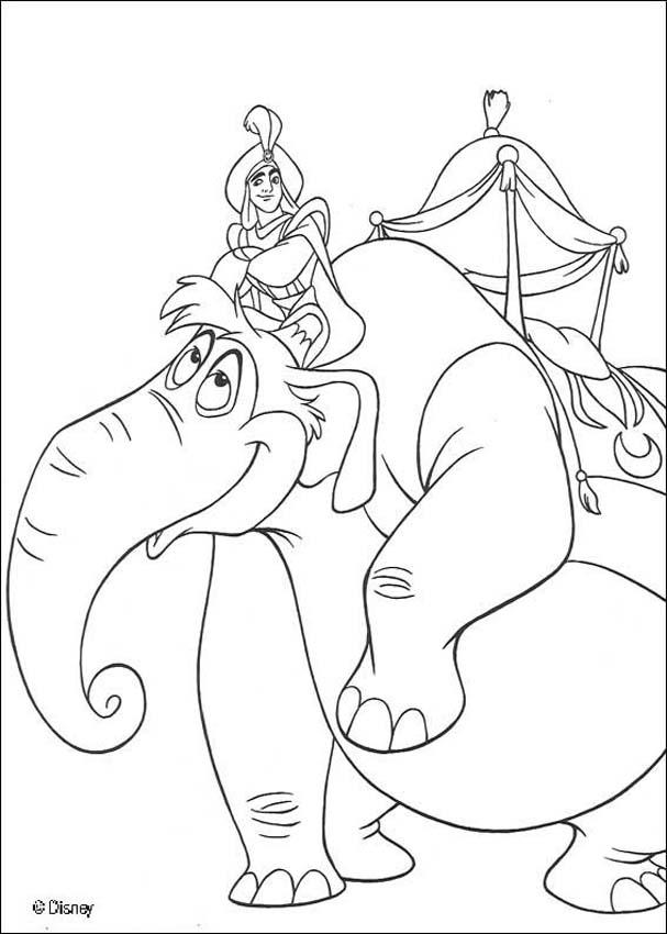 Aladdin's Elephant Coloring Pages 607x850 Aladdin's Elephant Coloring Pages