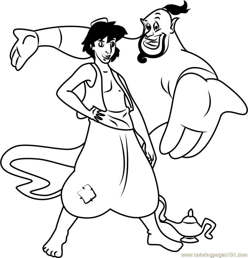 800x833 Aladdin And The Genie Coloring Page