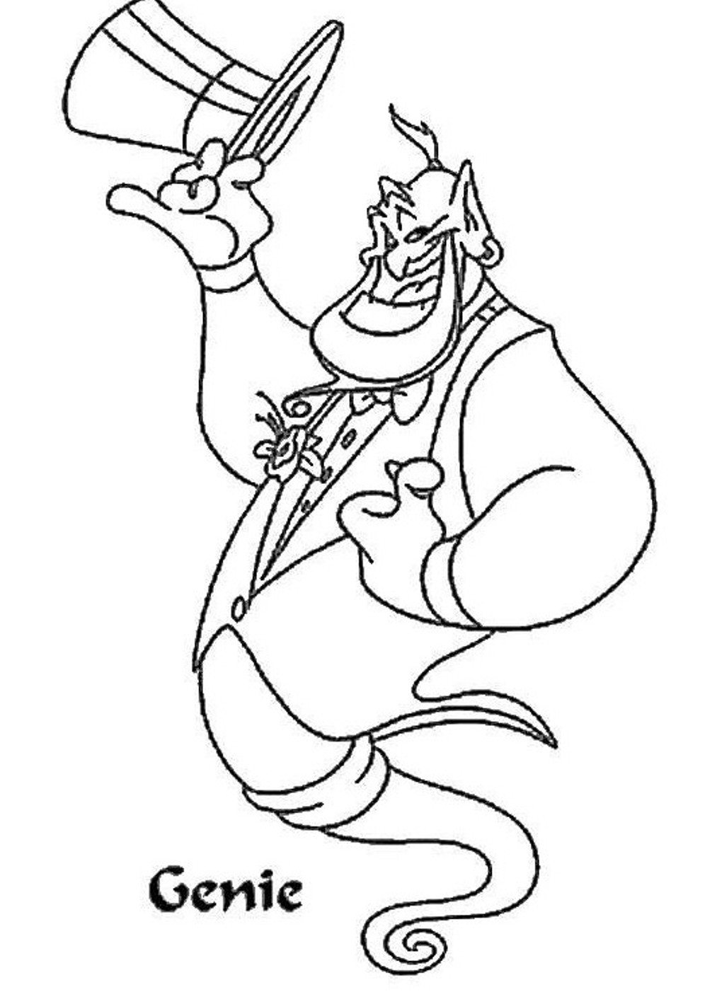 1013x1402 Unlock Aladdin Coloring Pages Genie Cartoon