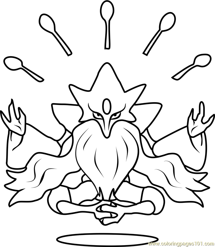 696x800 Mega Alakazam Pokemon Coloring Page