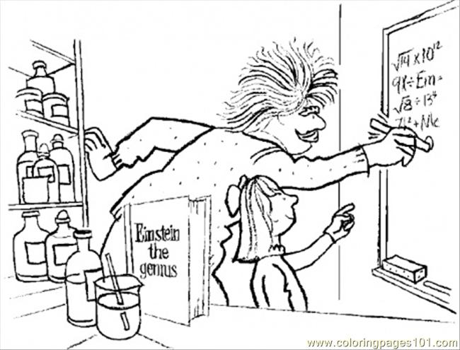 Albert Einstein The Genuis Coloring Page 650x495 Albert Einstein The Genuis Coloring Page