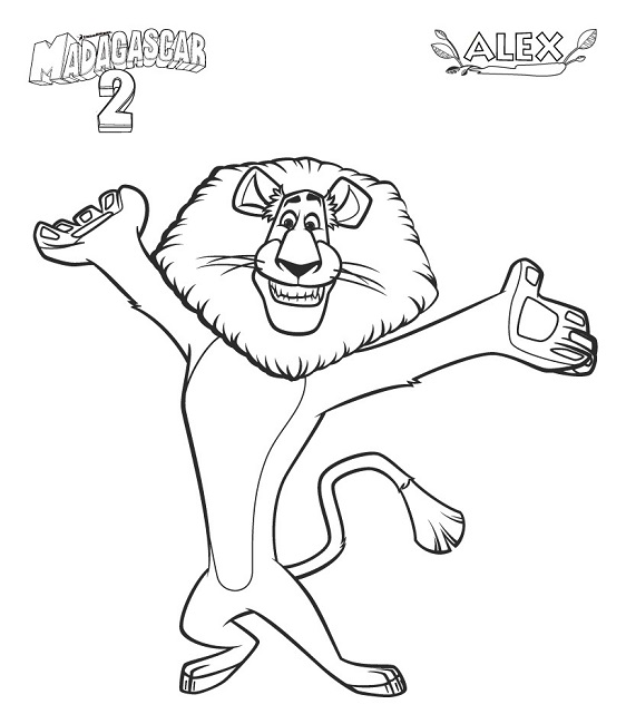562x650 Madagascar Coloring Pages Alex Cartoon Madagascar
