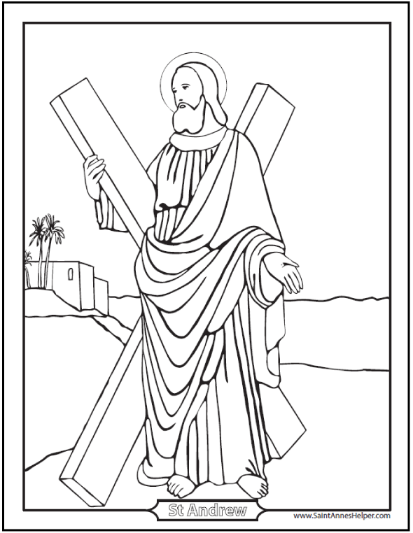 Saint Andrew The Apostle Prayer, Coloring, Amp Worksheet 590x762 Saint Andrew The Apostle Prayer, Coloring, Amp Worksheet