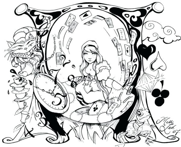 600x488 Alice In Wonderland Coloring Books Plus Detail In Wonderland