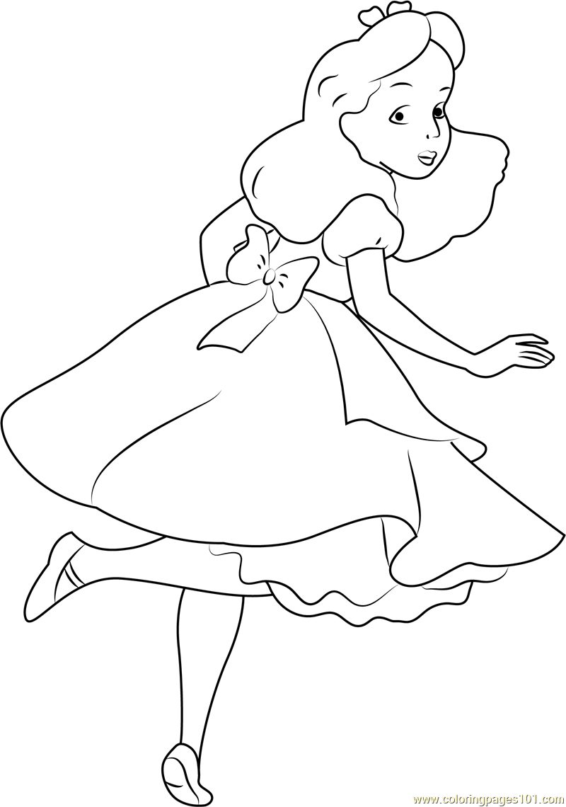 Alice Looking Back Coloring Page 800x1140 Alice Looking Back Coloring Page