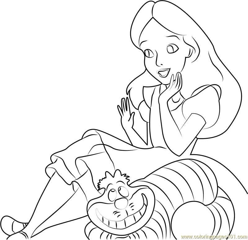 Alice With Cheshire Cat Coloring Page 800x775 Alice With Cheshire Cat Coloring Page