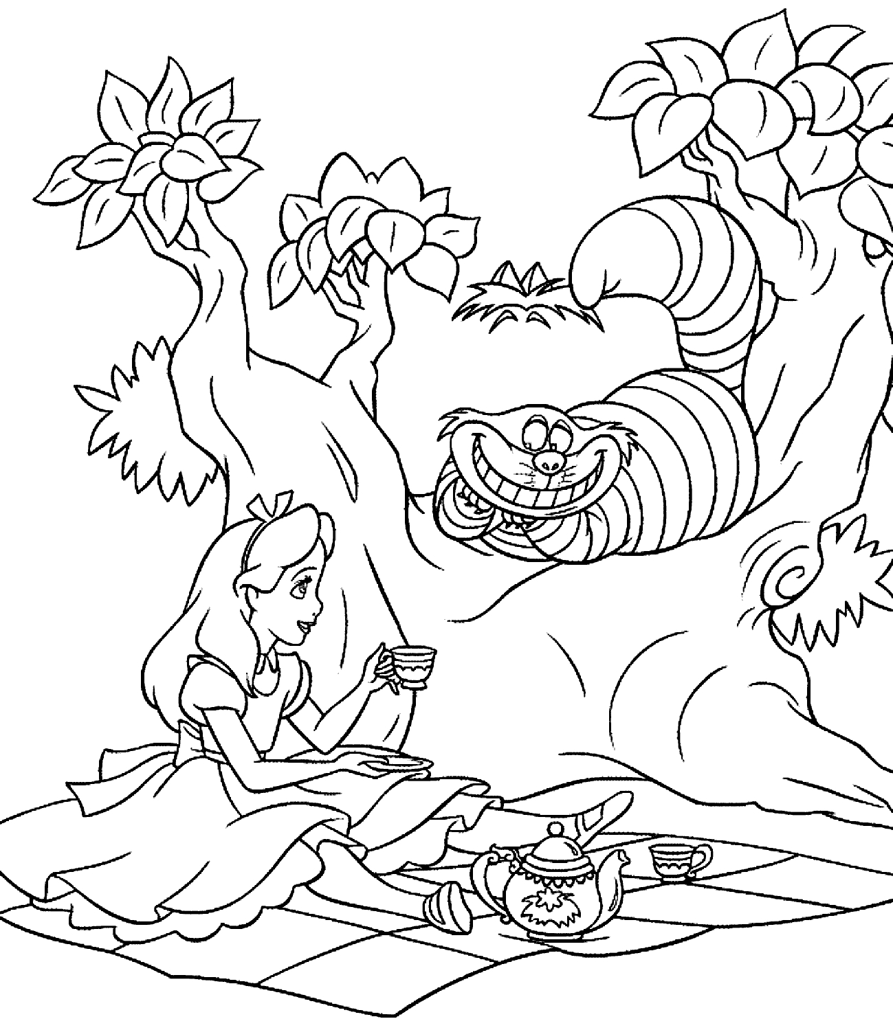 1299x1483 Printable Adult Coloring Pages Alice In Wonderland Cat Free