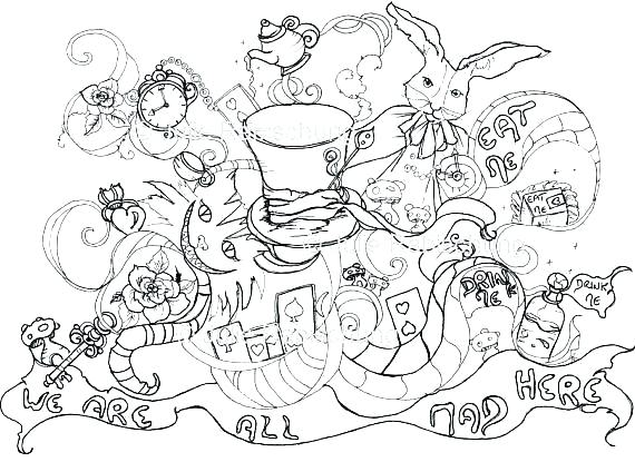 570x415 Alice Wonderland Coloring Page Wonderland Coloring Page