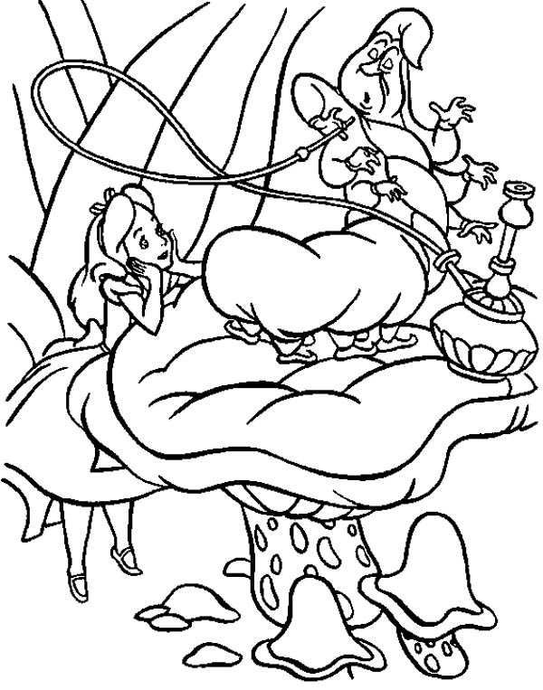 600x763 Alice And Caterpilar In Alice In Wonderland Coloring Page
