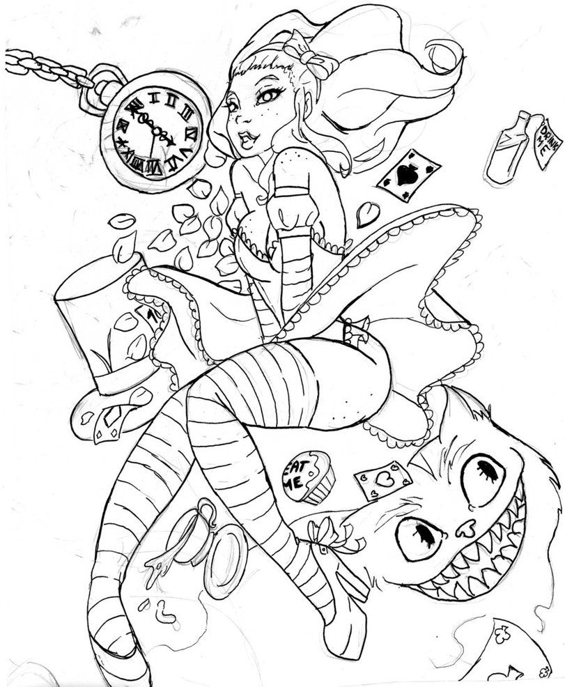 Alice In Wonderland Coloring Pages For Adults 811x986 Alice In Wonderland Coloring Pages For Adults