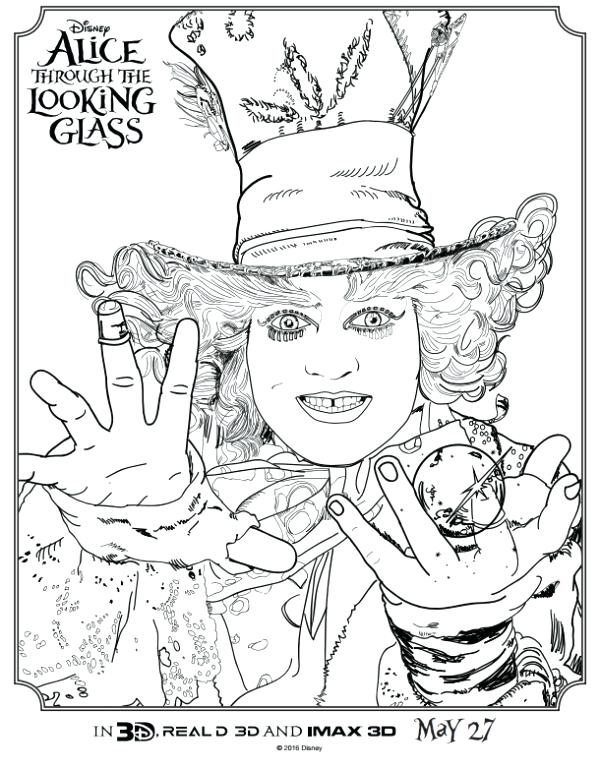 600x760 Tim Burton Coloring Pages Through The Looking Glass Printable