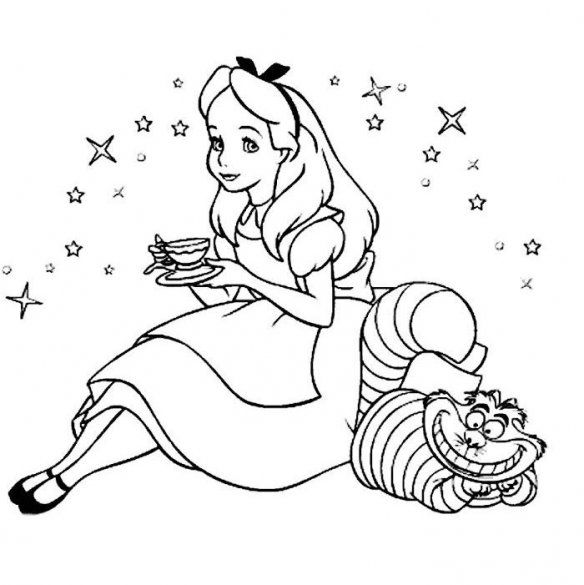Collection Of Alice In Wonderland Coloring Pages 584x585 Collection Of Alice In Wonderland Coloring Pages