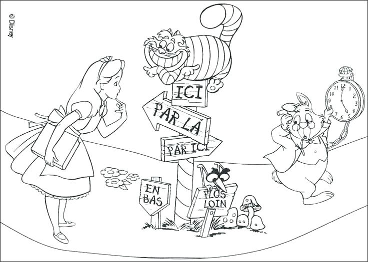 Disney Alice In Wonderland Coloring Pages In Wonderland Character 736x525 Disney Alice In Wonderland Coloring Pages In Wonderland Character
