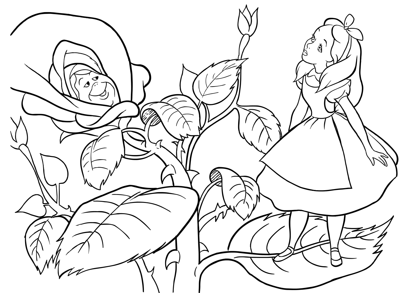 1364x992 Alice Speaking With The Rose Coloring Pages