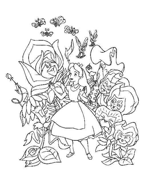 Alice In Wonderland Flowers Coloring Pages at GetColorings.com | Free ...