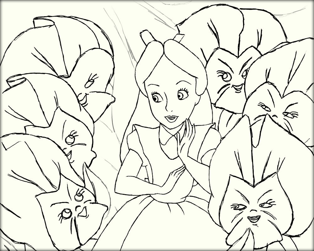 1000x800 Alice In Wonderland Coloring Pages
