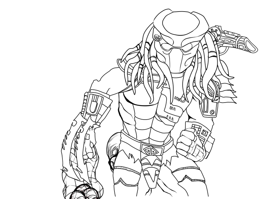 Alien Vs Predator Coloring Pages Predator Line Art By 900x654 Alien Vs Predator Coloring Pages Predator Line Art By