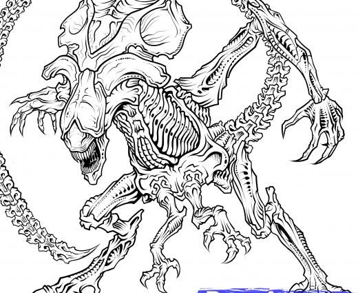 Scary Alien Coloring Pages Alien Vs Predator Coloring Pages Alien 520x425 Scary Alien Coloring Pages Alien Vs Predator Coloring Pages Alien