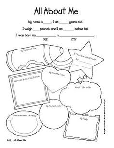 236x305 All About Me Activity Page With Simple Sentences. Cute Icons