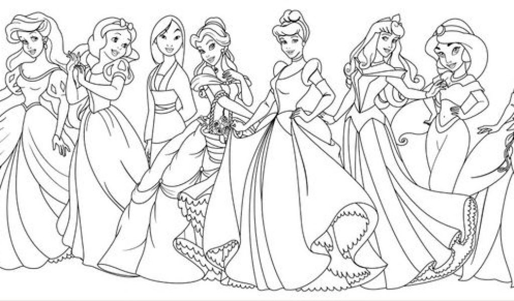 All Disney Princess Coloring Pages Coloring Pages With All 1024x600 All Disney Princess Coloring Pages Coloring Pages With All