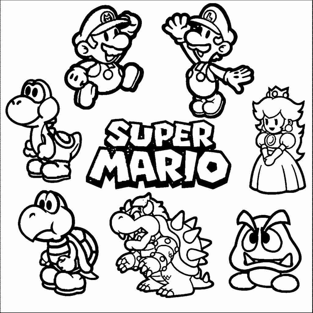 1024x1024 Super Mario Coloring Pages 5 Kids Exceptional Characters Olegratiy