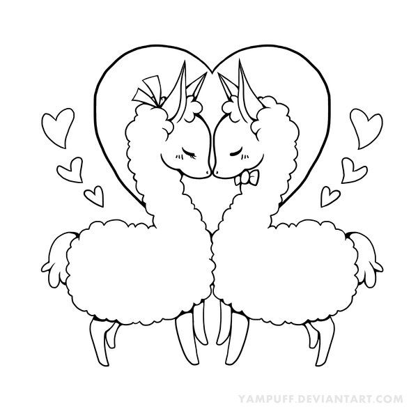 600x600 Love Llama Lineart By On @ Diy