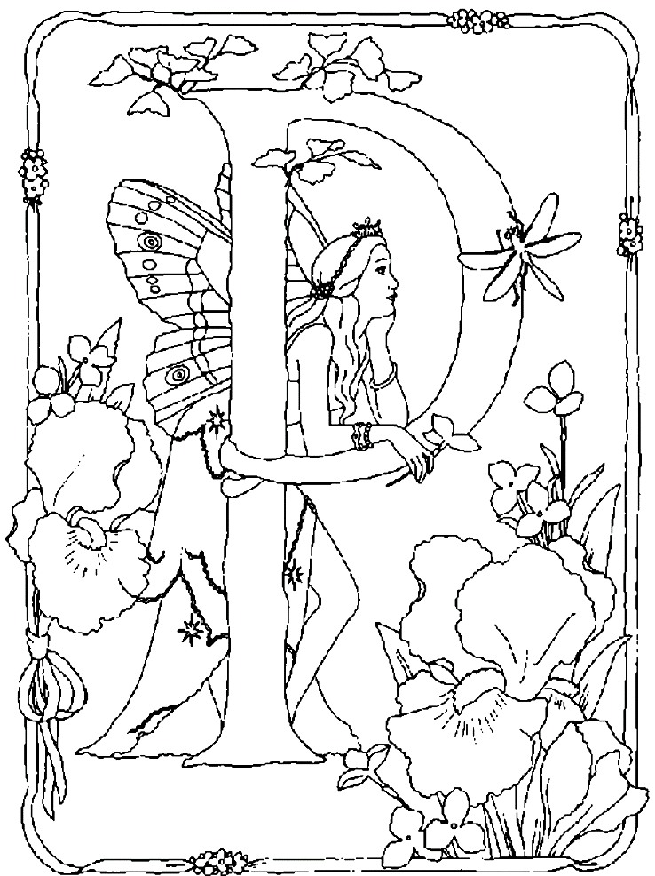 738x986 Fairy Alphabet Coloring Pages