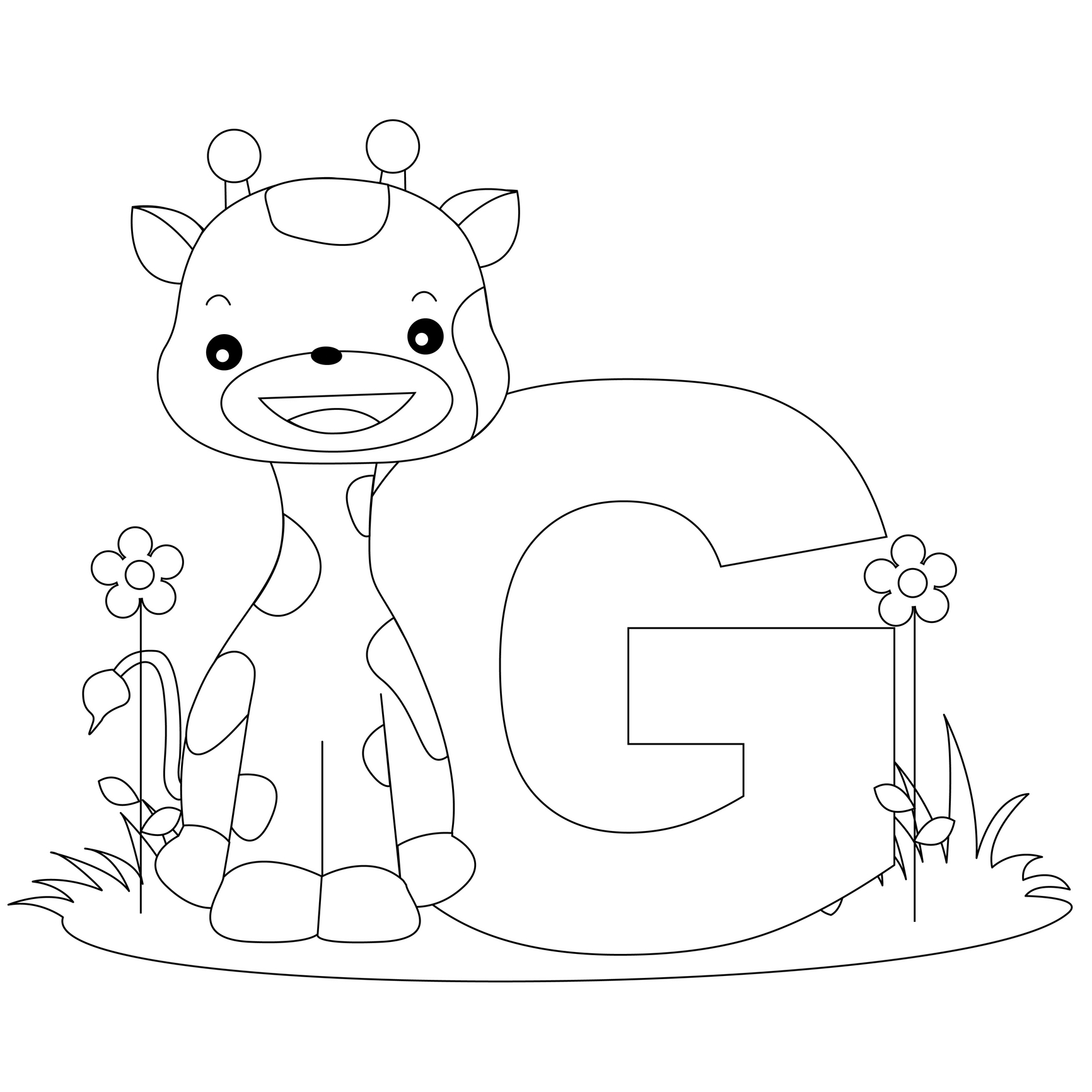 1732x1732 Focus Free Coloring Pages With Letters Animal Alphabet Letter G Is