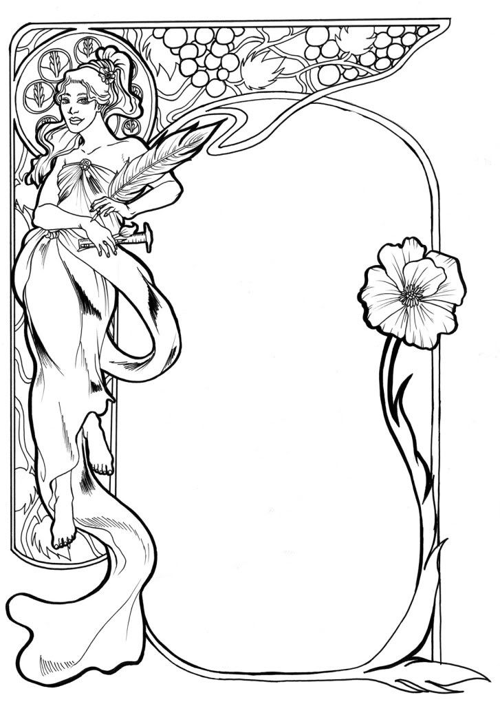 727x1023 Alphonse Mucha Coloring Pages Okay Imma Stop Blabbin Drawing